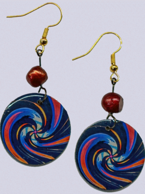 Red Blue Spiral Earrings