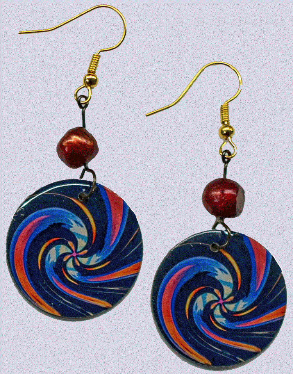 Red Blue Spiral Earrings
